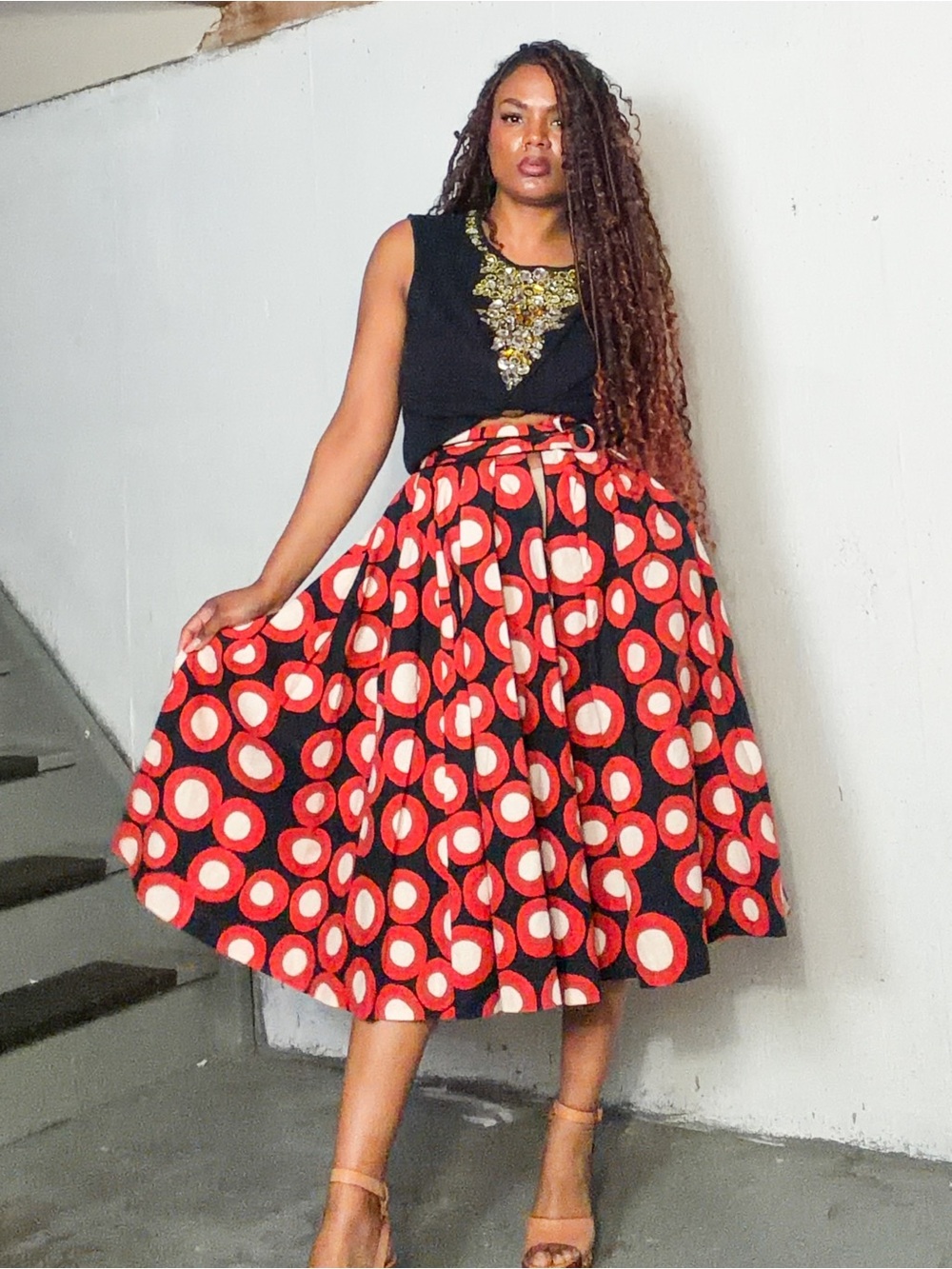 H&M Full Circle Midi Skirt, 8 Fits 6-8